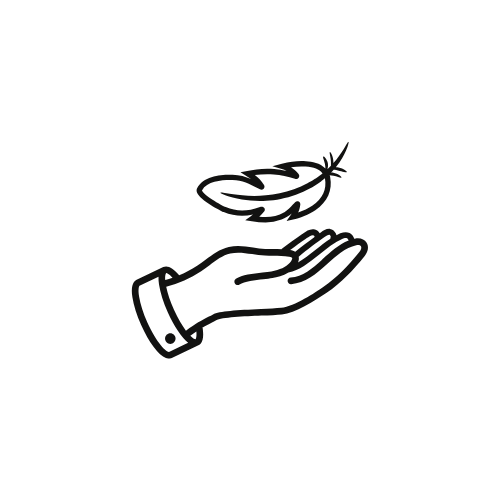 sedation icon - hand with a feather